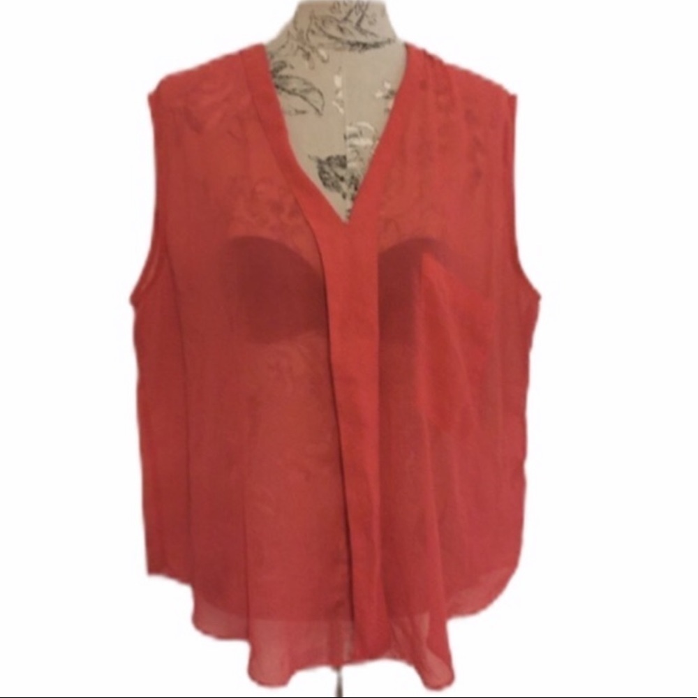 FCNY Sheer Split Back Blouse 3X